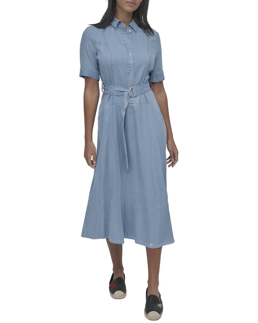 Dkny Dropped Waist Button Front Tencel Dress