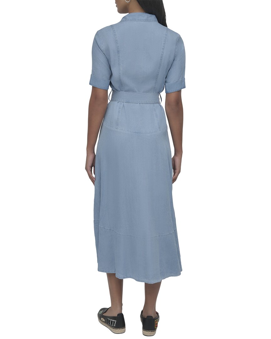 Dkny Dropped Waist Button Front Tencel Dress