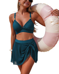 Amanda Royal 2Pc Bra & Swim Skirt Set