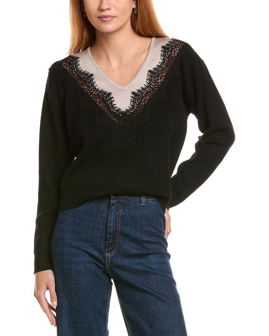 Laundry By Shelli Segal Lace Trim Sweater