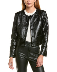 Laundry By Shelli Segal Croc Faux Leather Jacket