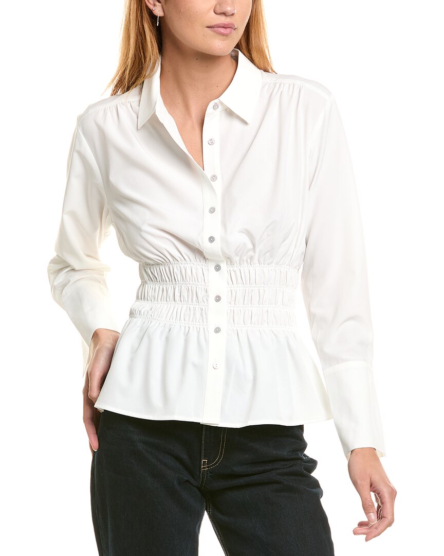 Laundry By Shelli Segal Smocked Waist Button Up Shirt – Bluefly