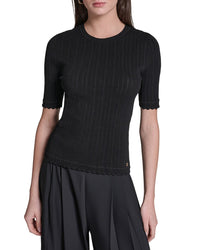 Halston Pointelle Sweater