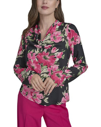 Halston Floral Print Blouse