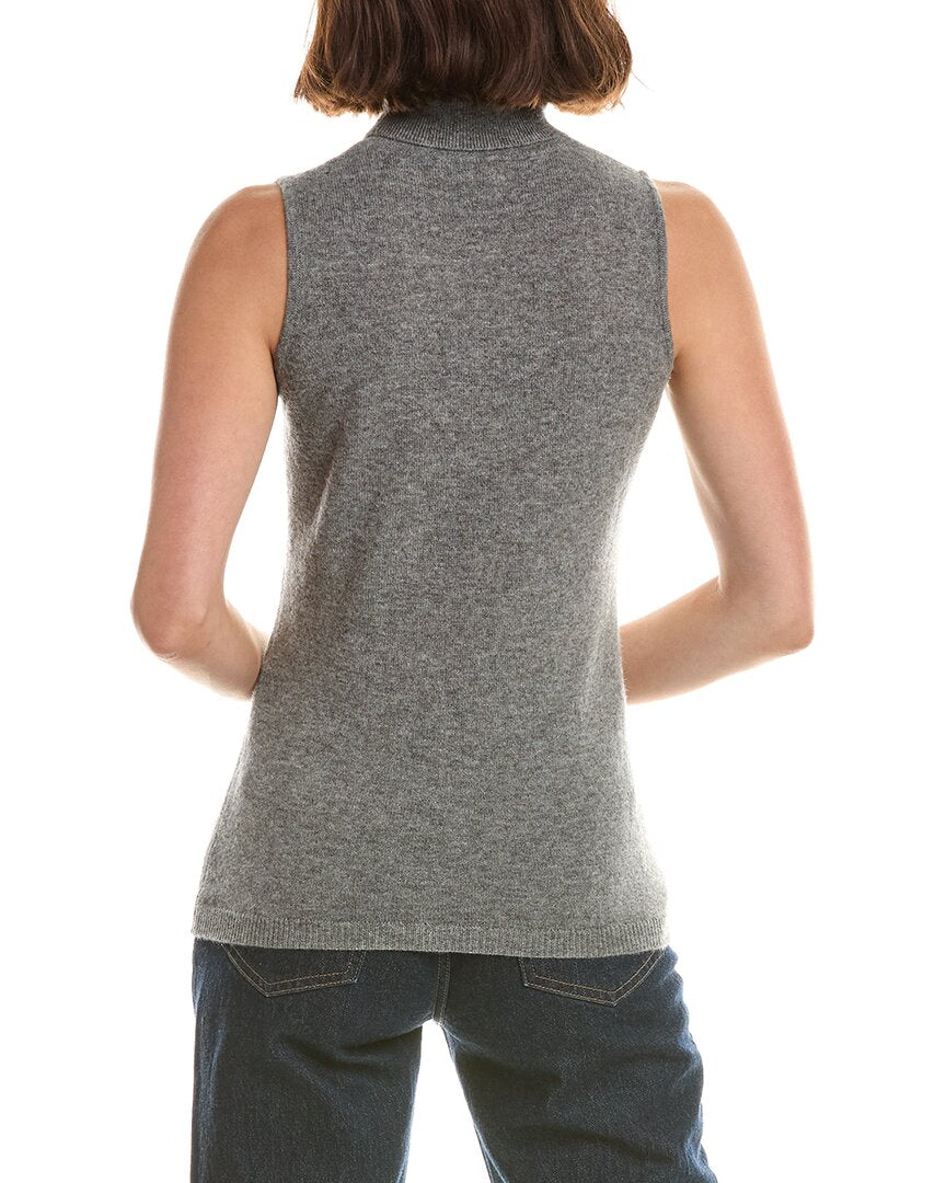 Forte Cashmere Basic Sleeveless Turtleneck 100% Cashmere Sweater