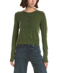 Forte Cashmere Basic Cropped Button 100% Cashmere Cardigan