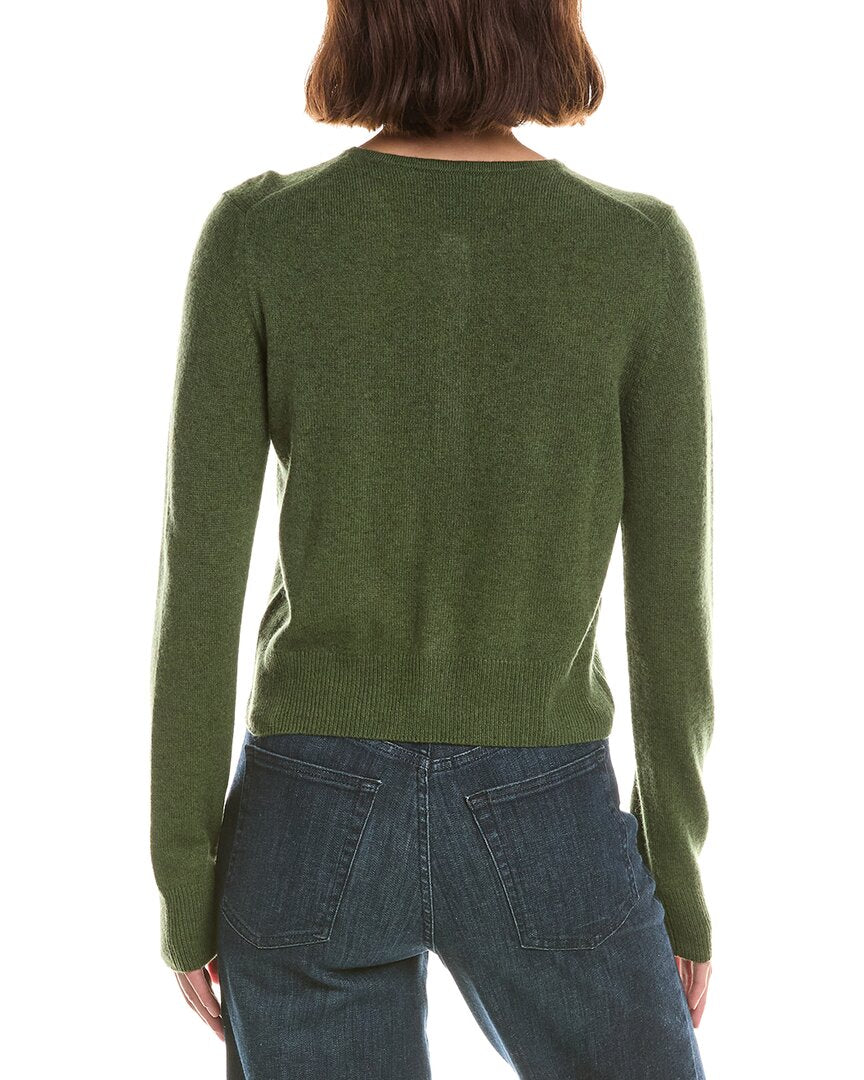 Forte Cashmere Basic Cropped Button 100% Cashmere Cardigan