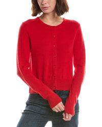 Forte Cashmere Basic Cropped Button 100% Cashmere Cardigan