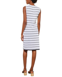 Ming Wang Button Front Striped Knit Mini Sheath Dress