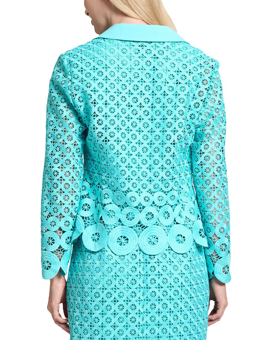 Ming Wang Geometric Lace Cutout Woven Jacket