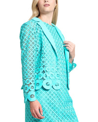 Ming Wang Geometric Lace Cutout Woven Jacket