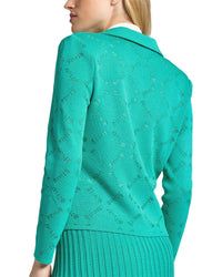 Ming Wang Diamond Burnout Soft Knit Jacket