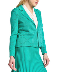 Ming Wang Diamond Burnout Soft Knit Jacket