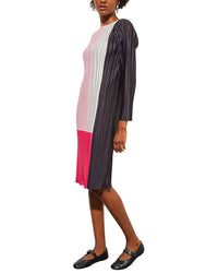 Ming Wang Fine Pleat Crepe De Chine Dress