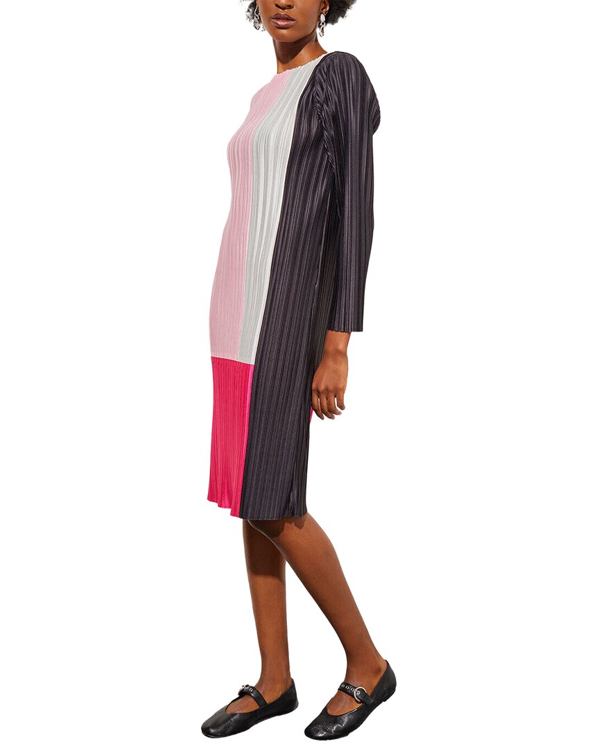 Ming Wang Fine Pleat Crepe De Chine Dress