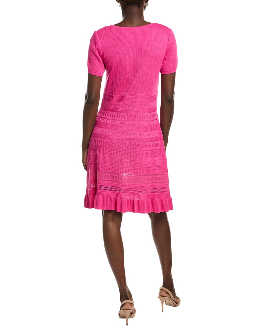 Ming Wang Pointelle & Burnout Knit A-Line Dress