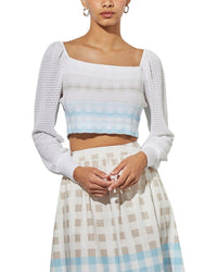 Ming Wang Bishop Sleeve Crop Top