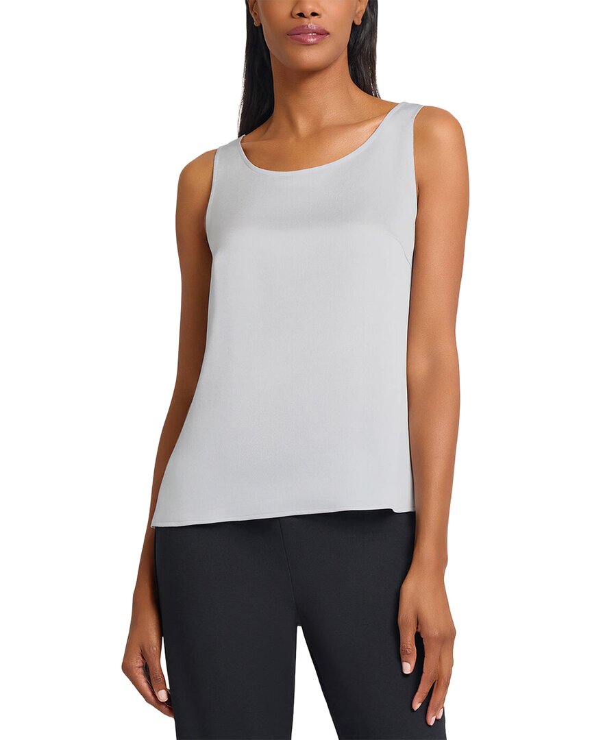 Ming Wang Crepe De Chine Scoop Neck Tank