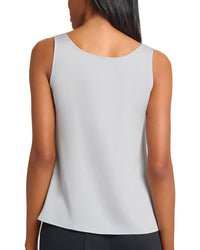 Ming Wang Crepe De Chine Scoop Neck Tank
