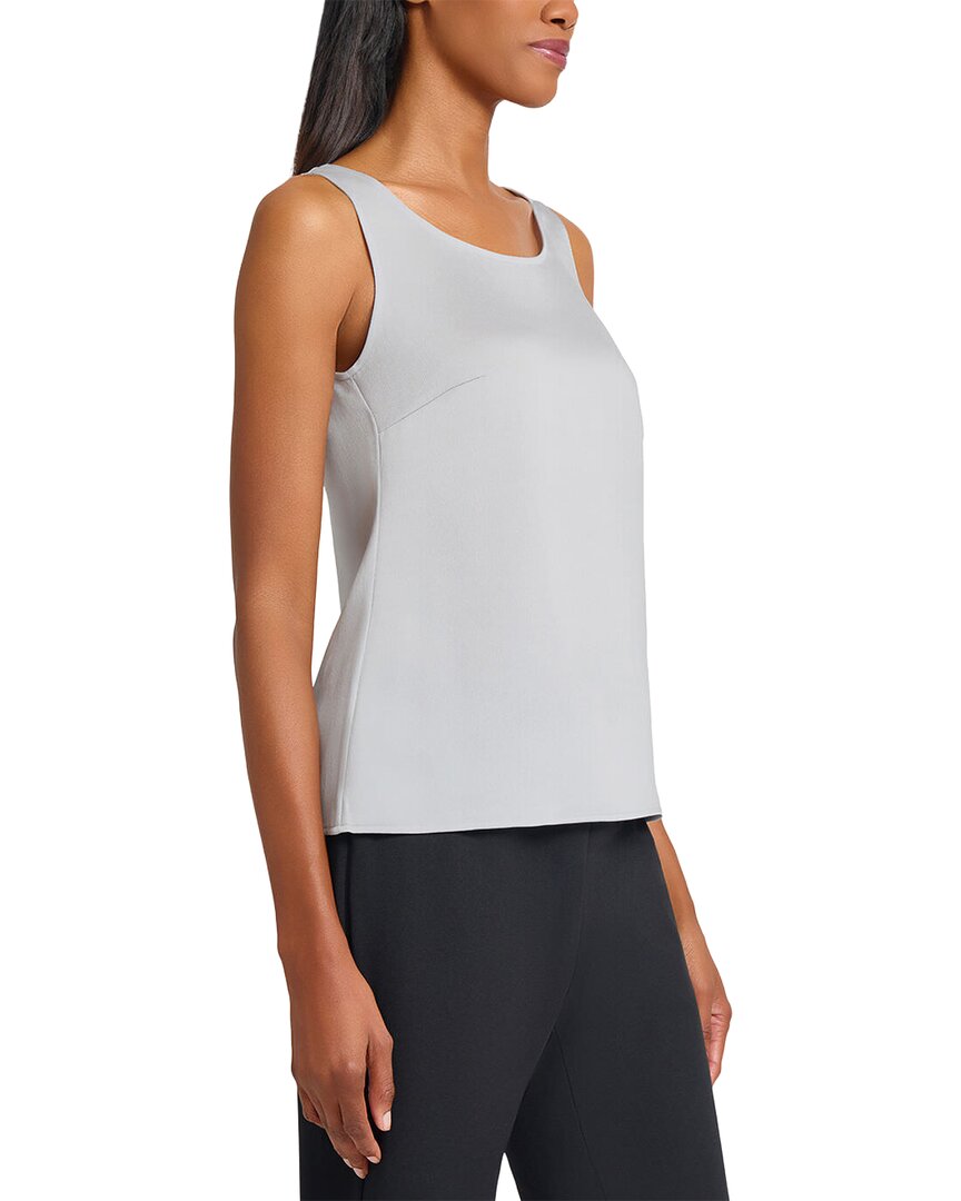Ming Wang Crepe De Chine Scoop Neck Tank