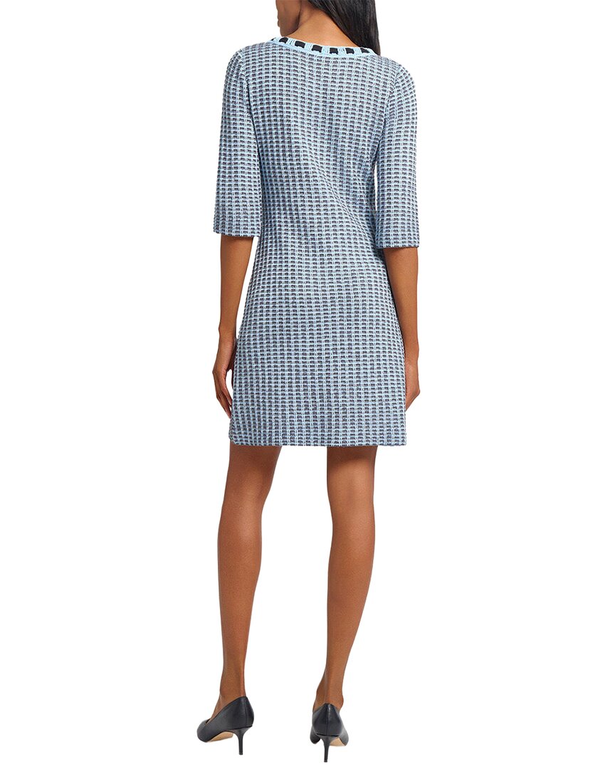 Ming Wang Tweed Knit Sheath Dress With Crochet Ribbon Trim