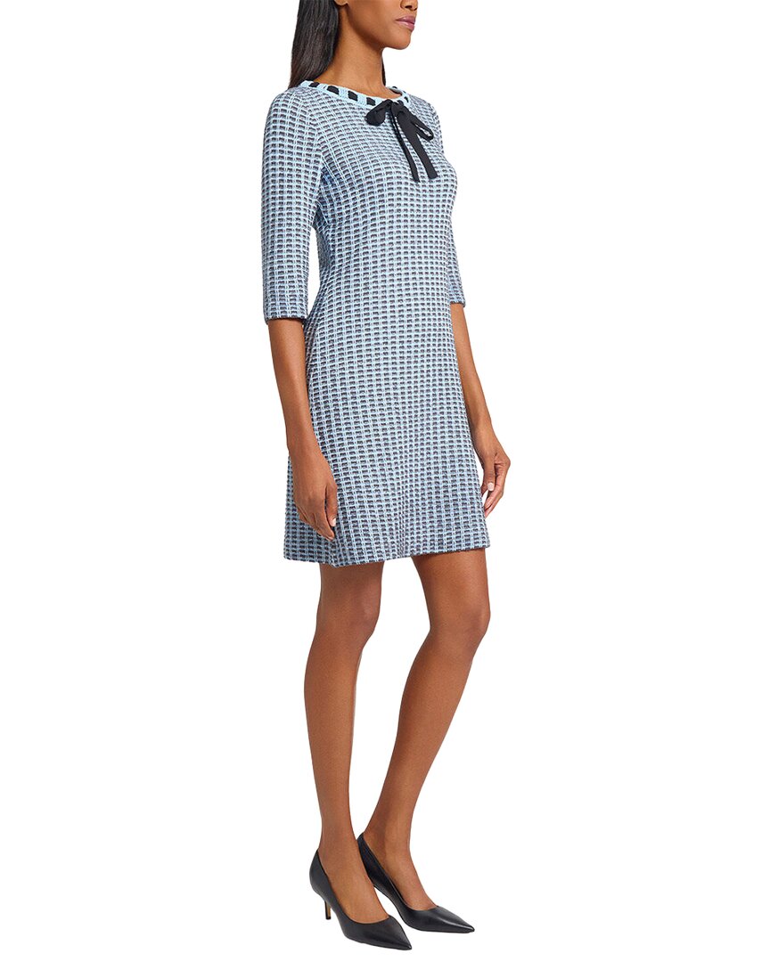 Ming Wang Tweed Knit Sheath Dress With Crochet Ribbon Trim