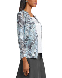 Ming Wang Heritage Fit Burnout Jacquard Knit Jacket