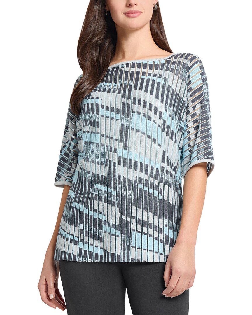 Ming Wang Sheer Burnout Jacquard Knit Tunic