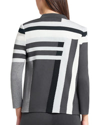 Ming Wang Heritage Fit Intarsia Color Block Knit Jacket