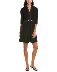 Ming Wang Ming Wang Pleated Deco Crepe A-Line Dress