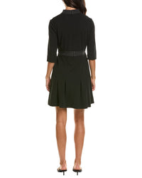 Ming Wang Ming Wang Pleated Deco Crepe A-Line Dress