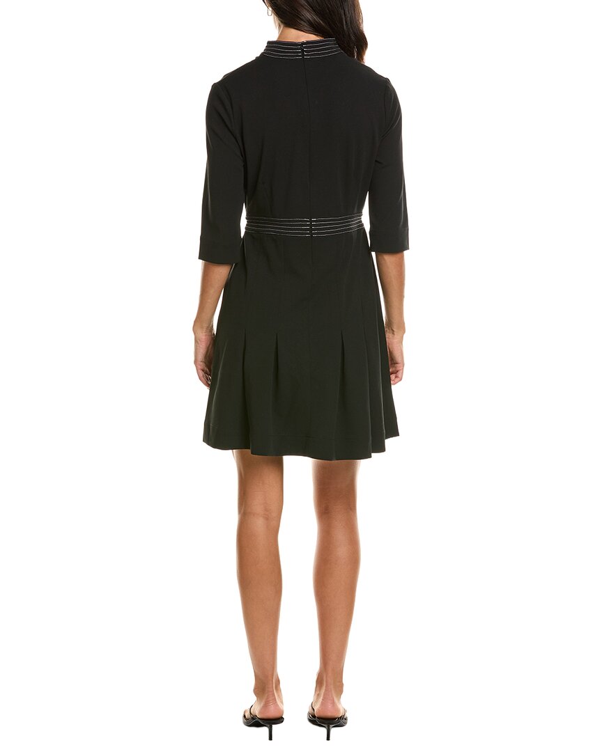 Ming Wang Ming Wang Pleated Deco Crepe A-Line Dress