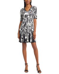 Ming Wang Princess Seam Jacquard Fit & Flare Dress