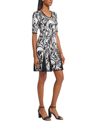 Ming Wang Princess Seam Jacquard Fit & Flare Dress