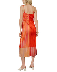 Ming Wang Fine Pleat Crepe De Chine Dress