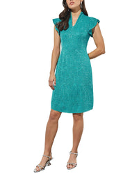Ming Wang Metallic Knit Sheath Dress