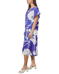 Ming Wang Belted Floral Crepe De Chine Shift Dress