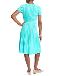 Ming Wang Jewel Neck Soft Knit Flare Dress
