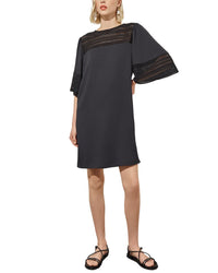 Ming Wang Bell Sleeve Mixed-Media Shift Dress
