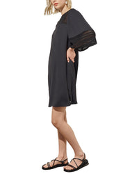 Ming Wang Bell Sleeve Mixed-Media Shift Dress