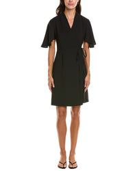 Ming Wang Ming Wang Butterfly Sleeve Crepe De Chine Wrap Dress