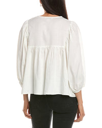 Nanette Nanette Lepore Balloon Sleeve Linen-Blend Blouse