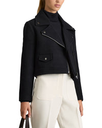 Reiss Arlow Cropped Wool-Blend Biker Jacket