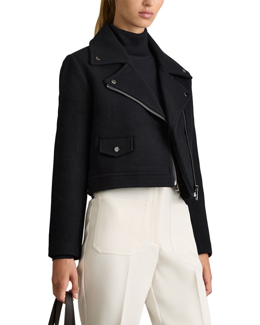 Reiss Arlow Cropped Wool-Blend Biker Jacket