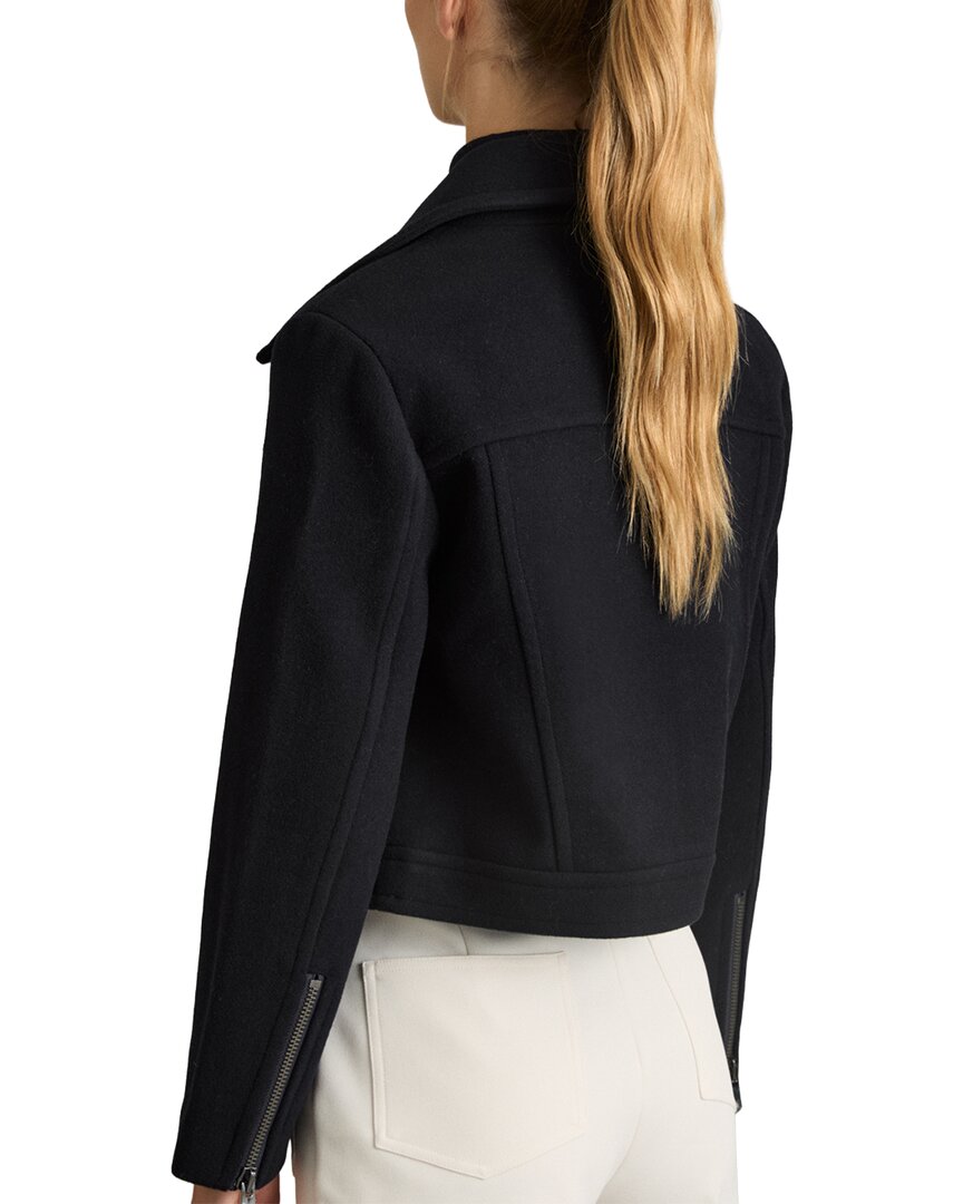 Reiss Arlow Cropped Wool-Blend Biker Jacket