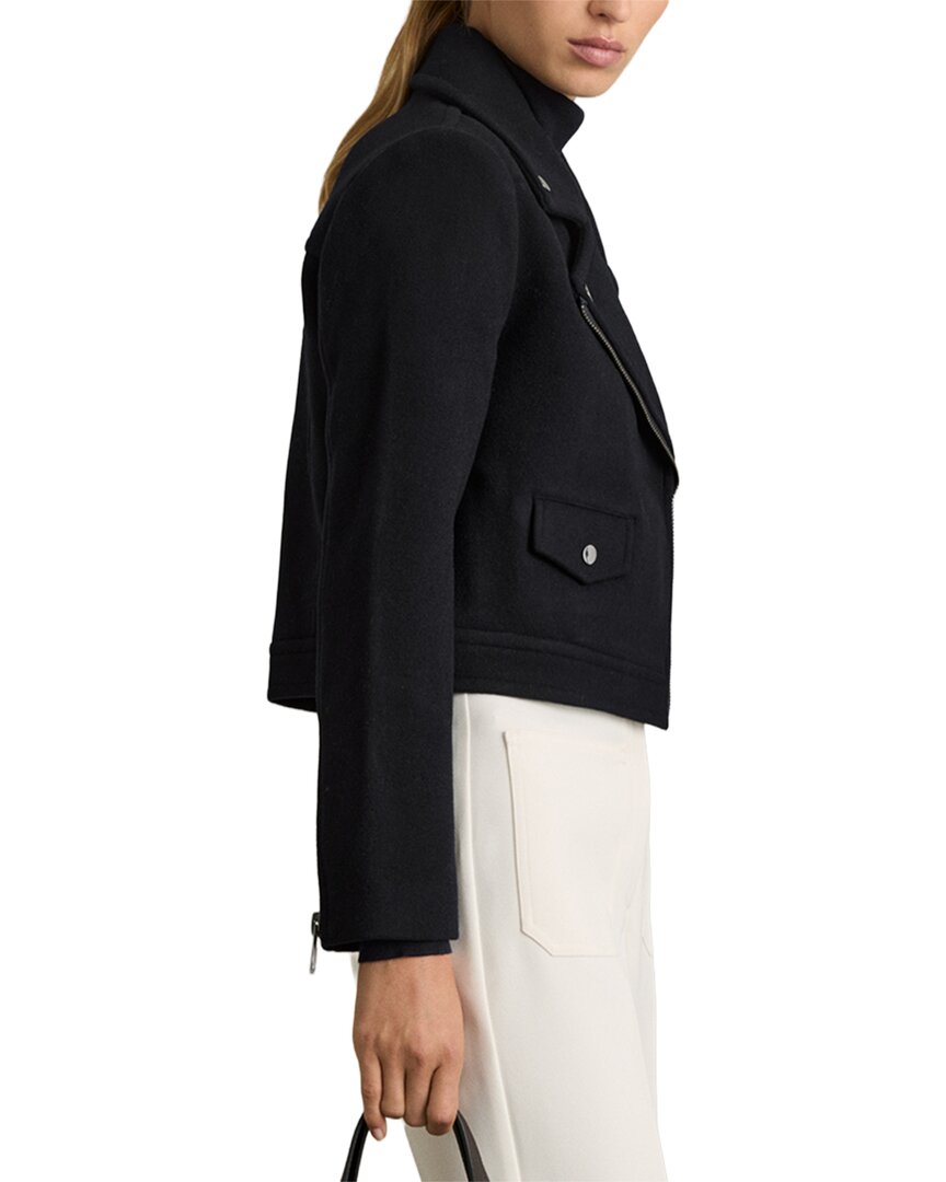 Reiss Arlow Cropped Wool-Blend Biker Jacket