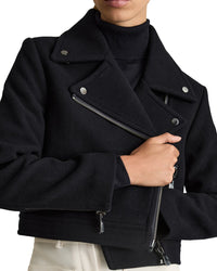 Reiss Arlow Cropped Wool-Blend Biker Jacket