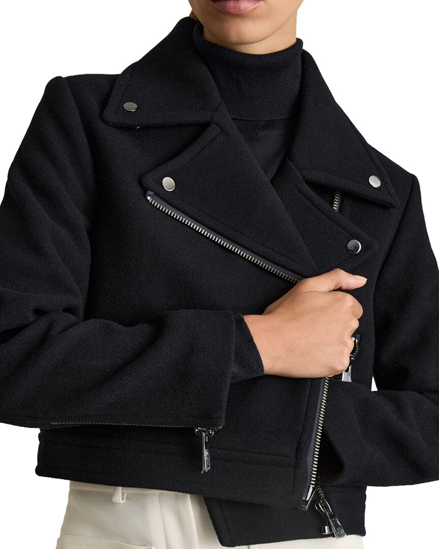 Reiss Arlow Cropped Wool-Blend Biker Jacket