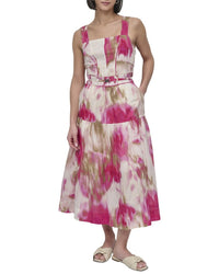 Dkny Straight Neck Midi Dress