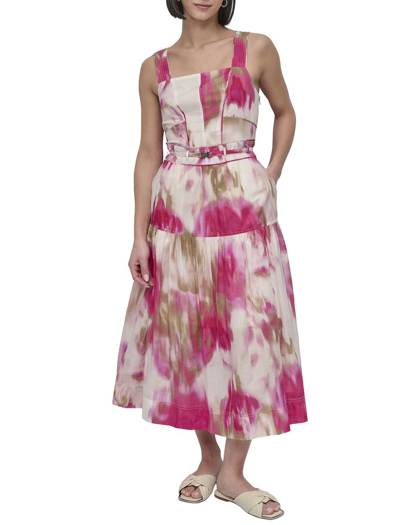 Dkny Straight Neck Midi Dress